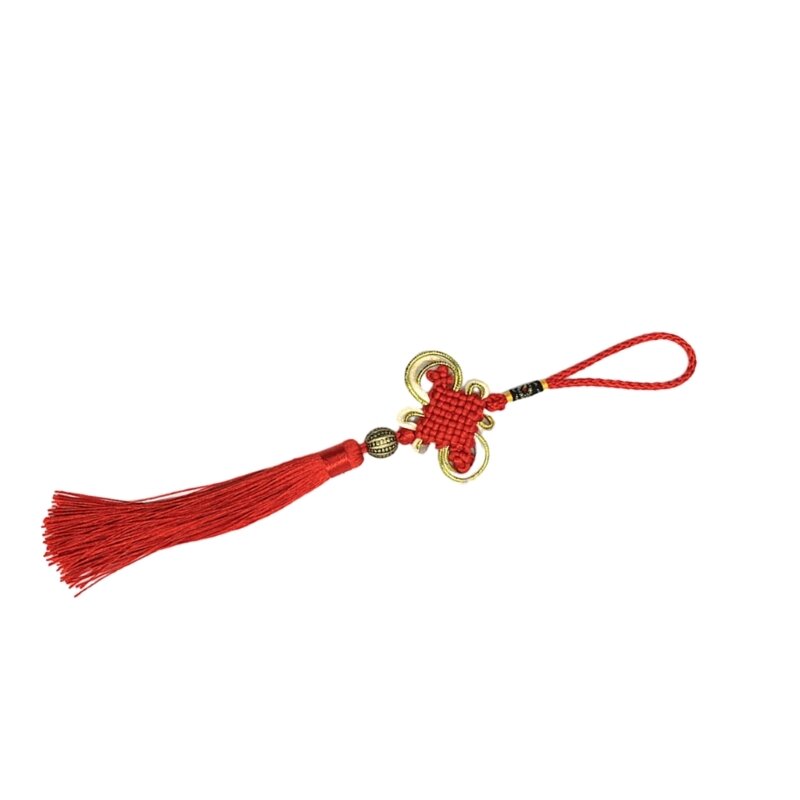 Праздничный кулон с кисточками небольшого размера. Маленький китайский кулон с узлом для украшений.