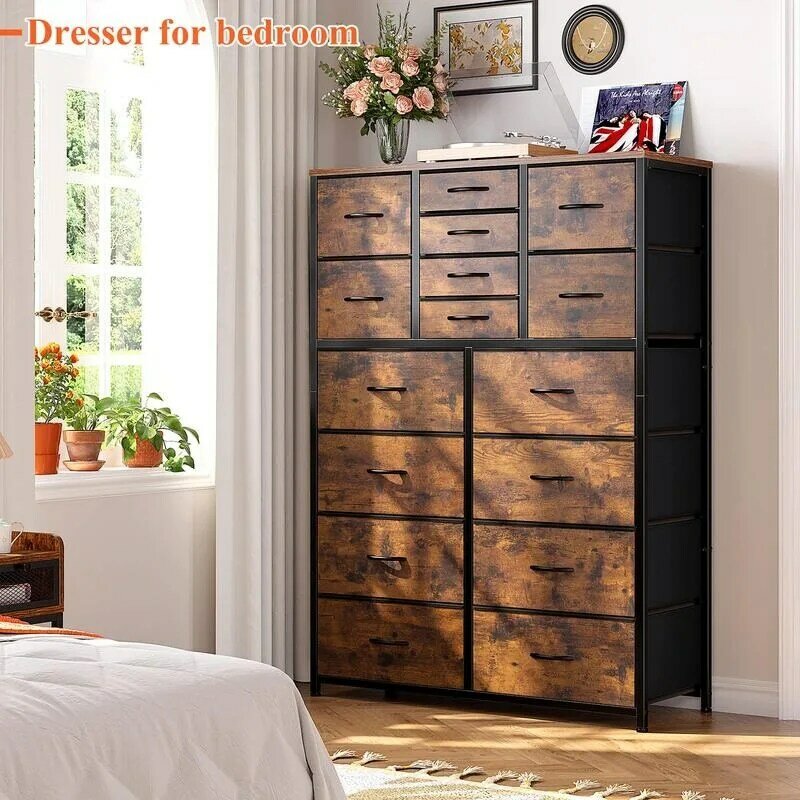 Drawer Double Dresser for Bedroom Large Dresser for Fabric Dresser Organizer Closet Living Room Entryway 57.1"H X37.4"W X11.8"D