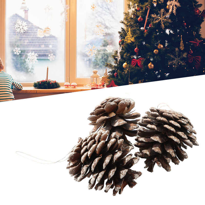 Cone de pinho falso para decoração de Natal, requintado Natural DIY Craft Making, fácil de transportar, jardim e Home Party, 6PCs