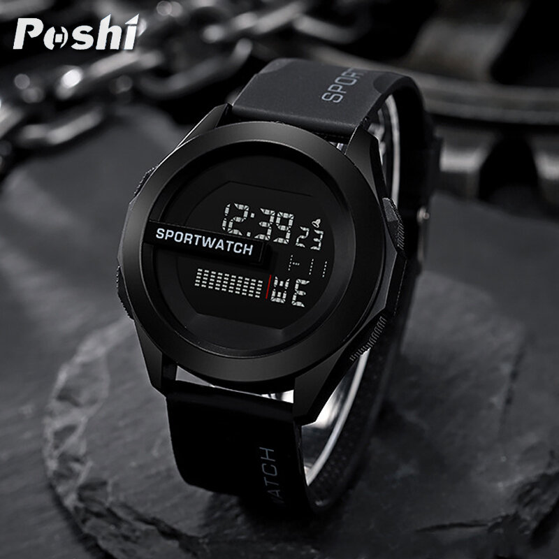 POSHI-reloj deportivo Digital de lujo para hombre, cronómetro luminoso con fecha y semana, Original, resistente al agua, Envío Gratis