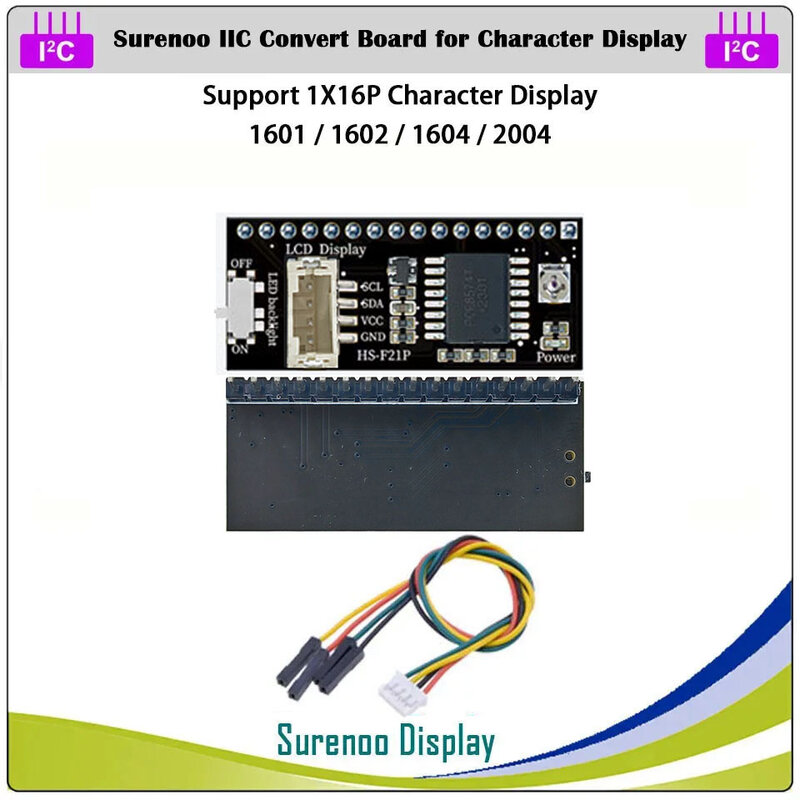 Surenoo Serial IIC I2C TWI Convert Board Module for 0802 1601 1602 2002 4002 1604 2004 Character LCD Module Display for Arduino