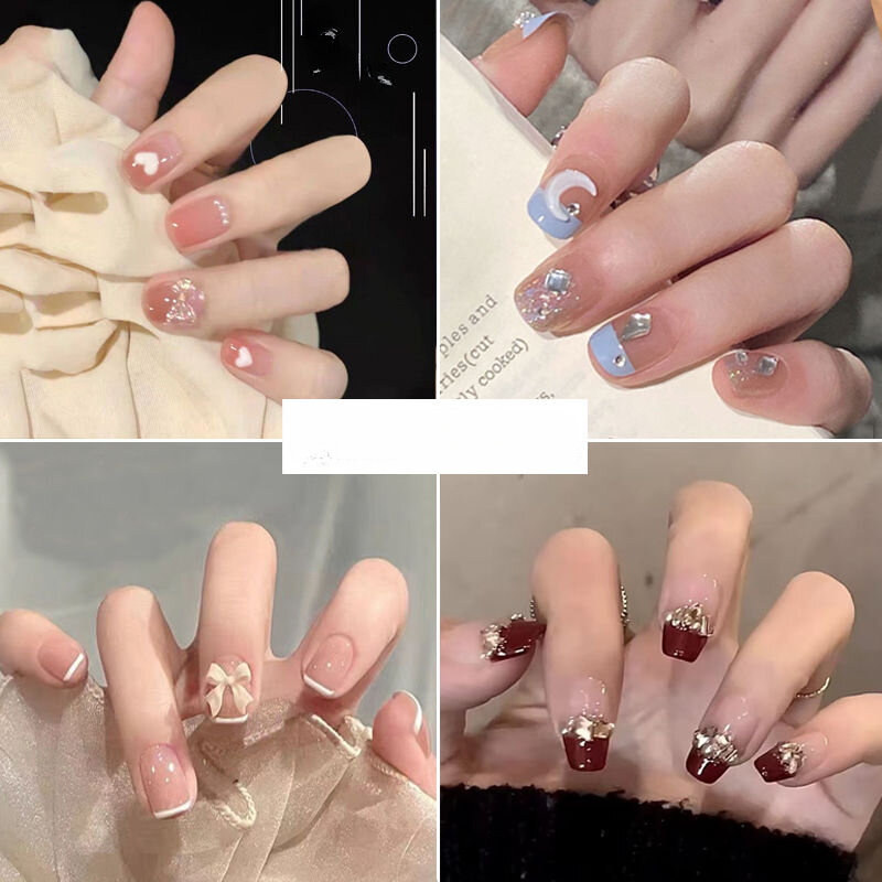 Nail Art Wearable Nail Ins New Wearable patch per unghie per il nuovo anno Red Short patch Press on Nails Suit