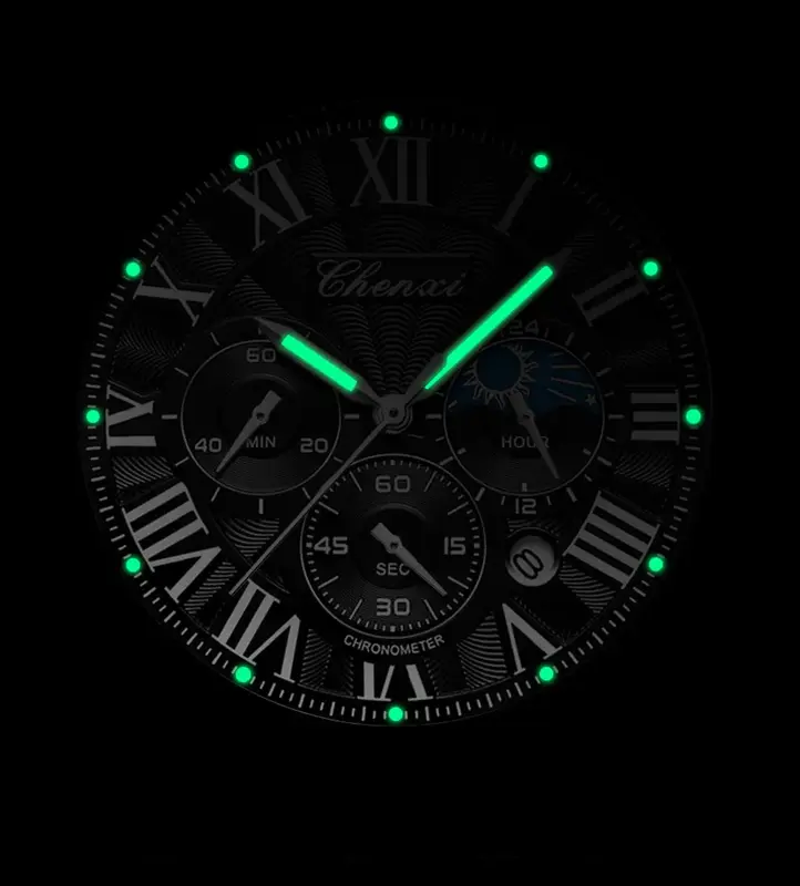 Luksusowe męskie zegarki biznesowe wielofunkcyjny chronograf Top marka prawdziwej skóry dorywczo Retro zegarek kwarcowy męski prezent