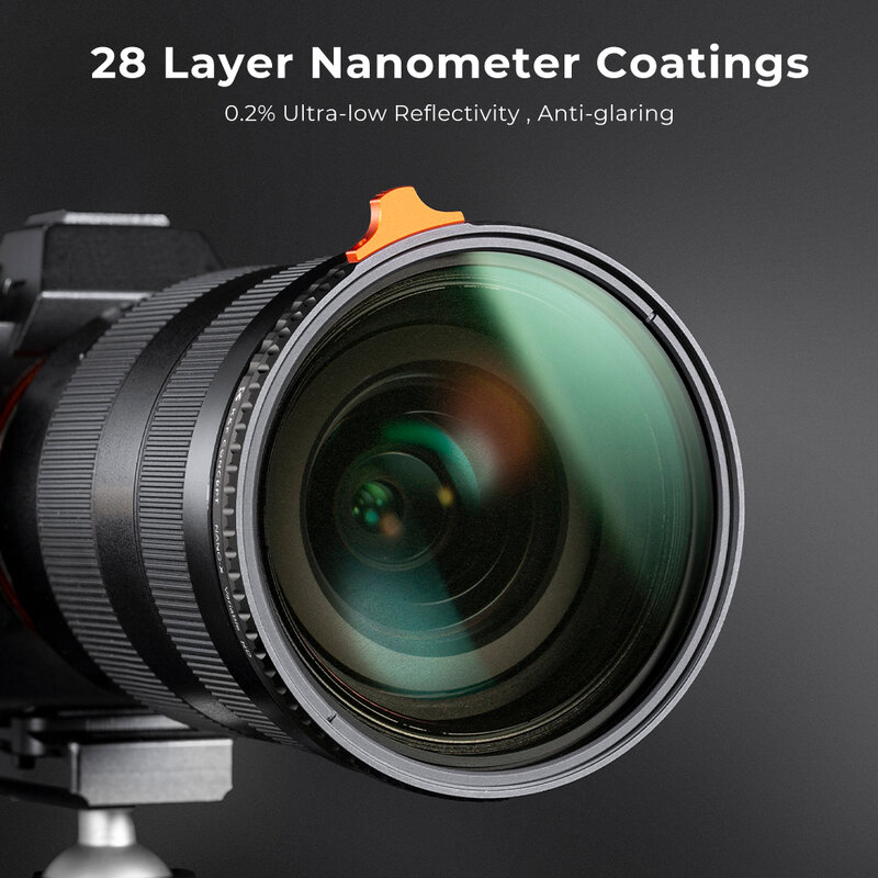 K & F Concept-filtro de lente de cámara HD ND2 a ND400, con filtro de Putter naranja, Fader fácil de Variable, densidad neutra ajustable de 67mm