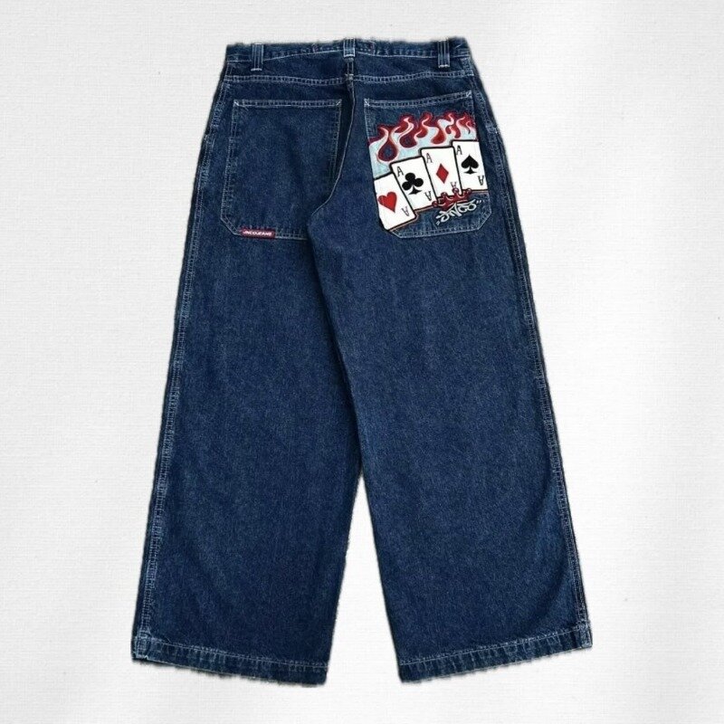 Y2K Jeans longgar vintage JNCO jeans pola bordir kualitas tinggi Hip Hop pakaian jalanan pria wanita jeans kaki lebar Harajuku