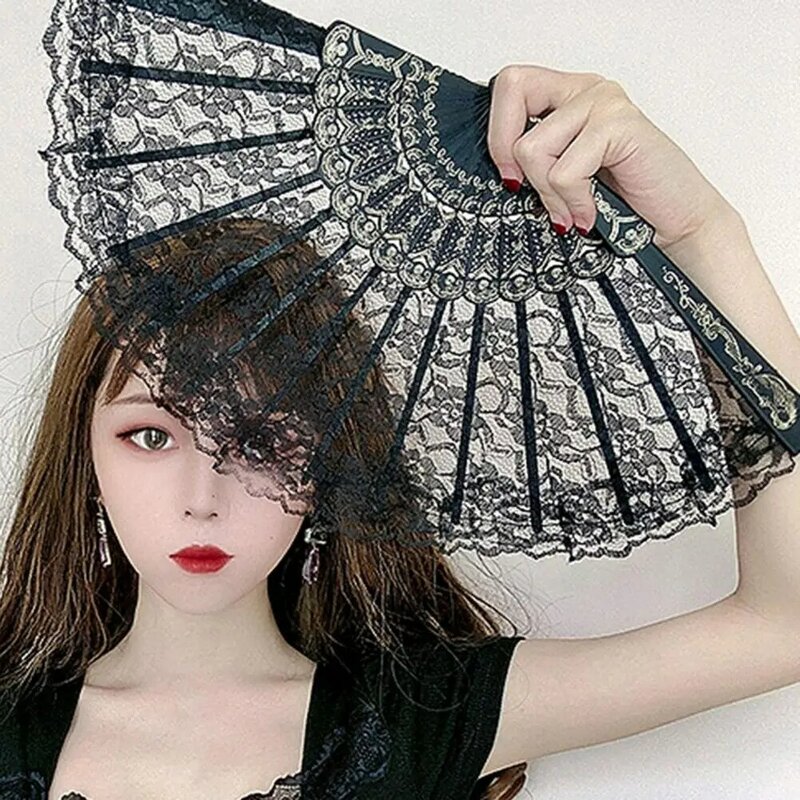 Hand Fan Lightweight Folding Fan Long-lasting Decorative  Beautiful Stage Performance Lace Folding Fan