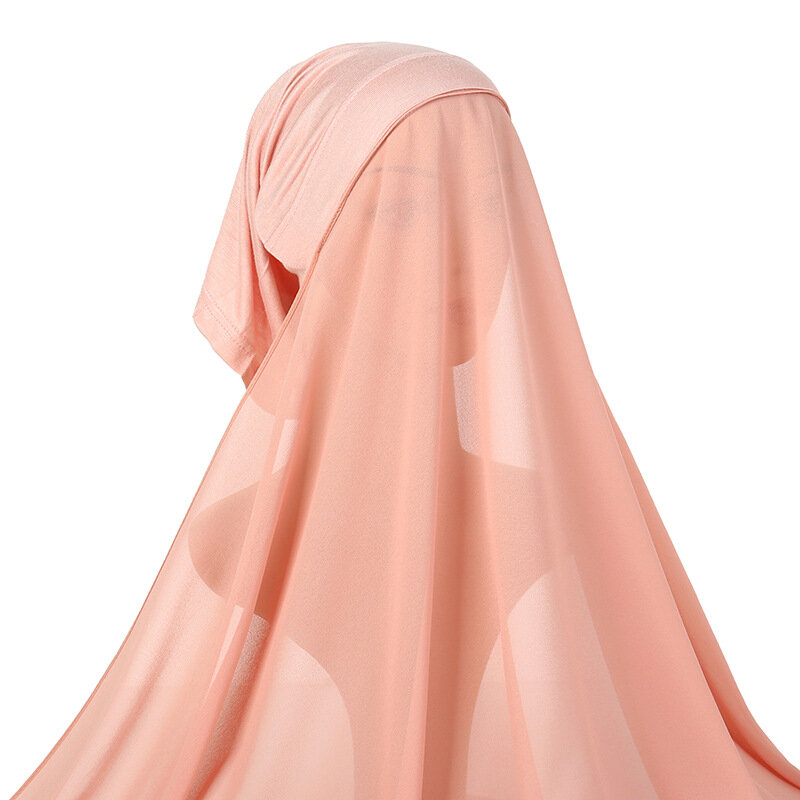 Hijab Instantané en Mousseline de Soie avec Sous-Bonnet, Couvre-chef Solide, Bandage Musulman