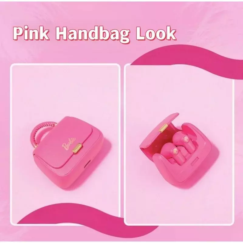 Echte Miniso Barbie Serie Tws Bluetooth Koptelefoon Roze Schattige Creatieve Handtas Vorm In-Ear Oordopjes Meisjes Vakantie Cadeau