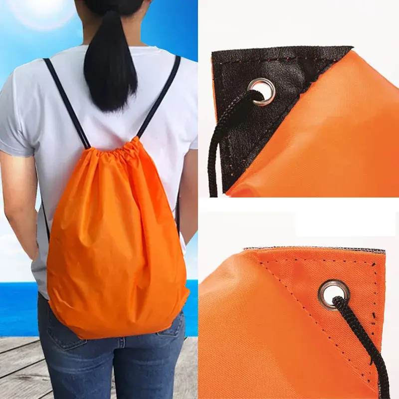 New Men Women polyester Waterproof Casual Bag Thicken Drawstring Belt Riding Backpack Portable Drawstring Shoes Clothes Bags