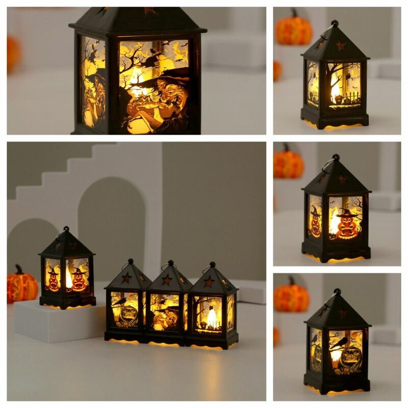 Penyihir lampu LED genggam Halloween, lampu angin labu burung hantu, dekorasi Halloween genggam kreatif