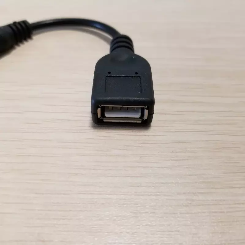 Адаптер постоянного тока 2,1 мм x 5,5 мм к USB Type A конвертер Удлинительный кабель для передачи данных штекер гнездо черный 10 см