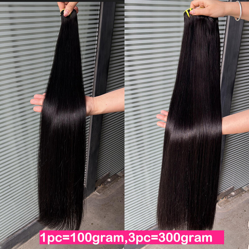Yiwigs-extensiones de cabello humano 100% liso, mechones de cabello humano de grado 10A, hueso doble dibujado, 10-30 pulgadas