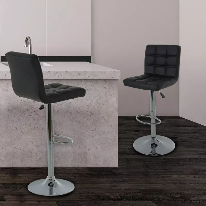 Modern Bar Stool Set of 2 Barstools Adjustable Counter Height Swivel Bar Stool PU Leather Chairs Hydraulic Dining Room