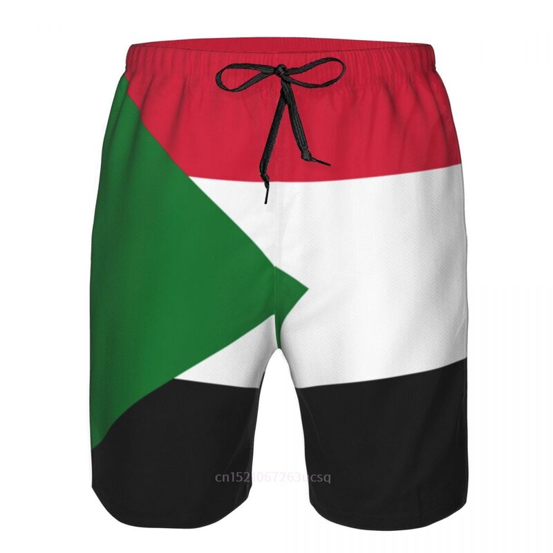 2023 verão poliéster sudão país bandeira 3d impresso calções de bordo dos homens praia bolso correndo calças de verão