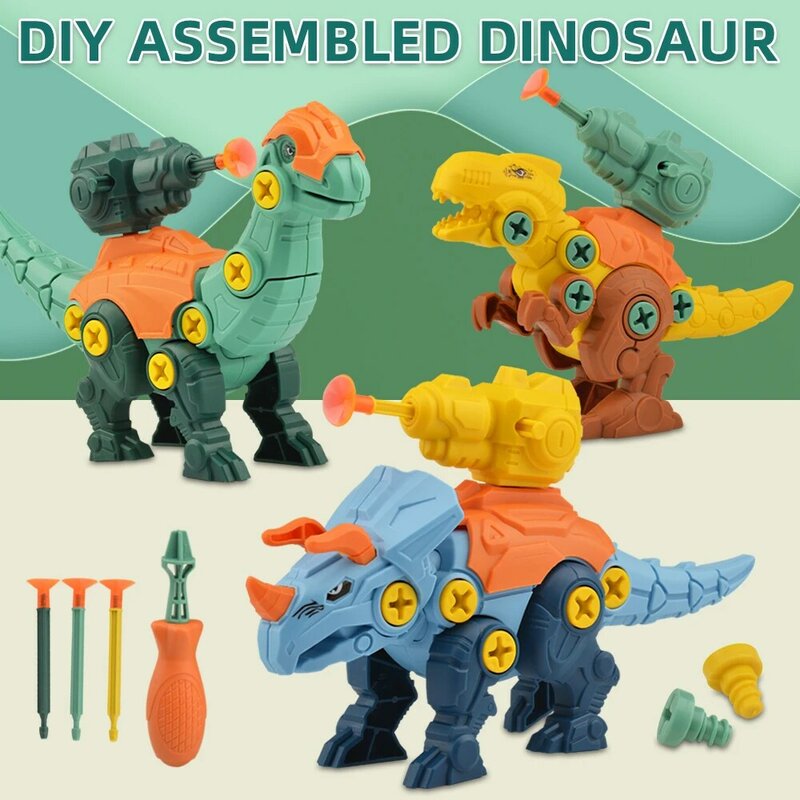 EBOYU 3ใน1 DIY Assembly ของเล่นไดโนเสาร์ W/Launcher ยิง3D ปริศนาอาคาร Dinos สำหรับออกกำลังกายบนความสามารถเด็กเด็ก