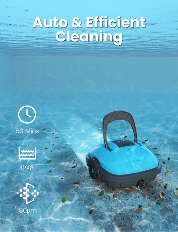 Limpador de piscina robótico sem fio, aspirador automático para piscina, sucção poderosa, para acima e no chão, piscina plana, até 525 m²-Osprey200