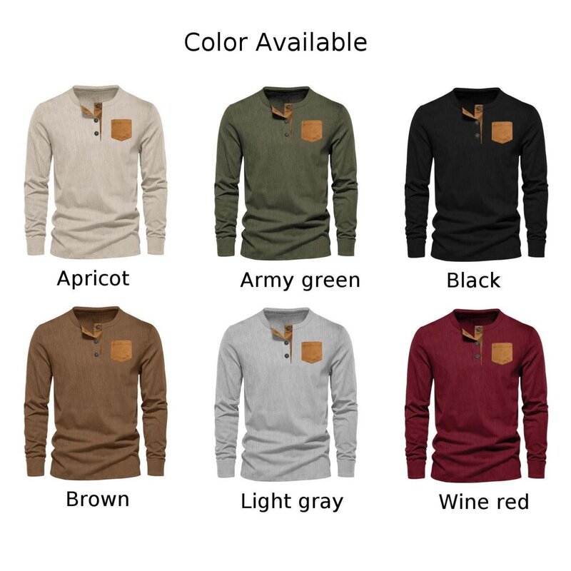 Pullover Mens Blouse 1pcs Autumn Button Casual Henley Long Sleeve M-2XL Polyester Regular Shirts Slim Solid Color