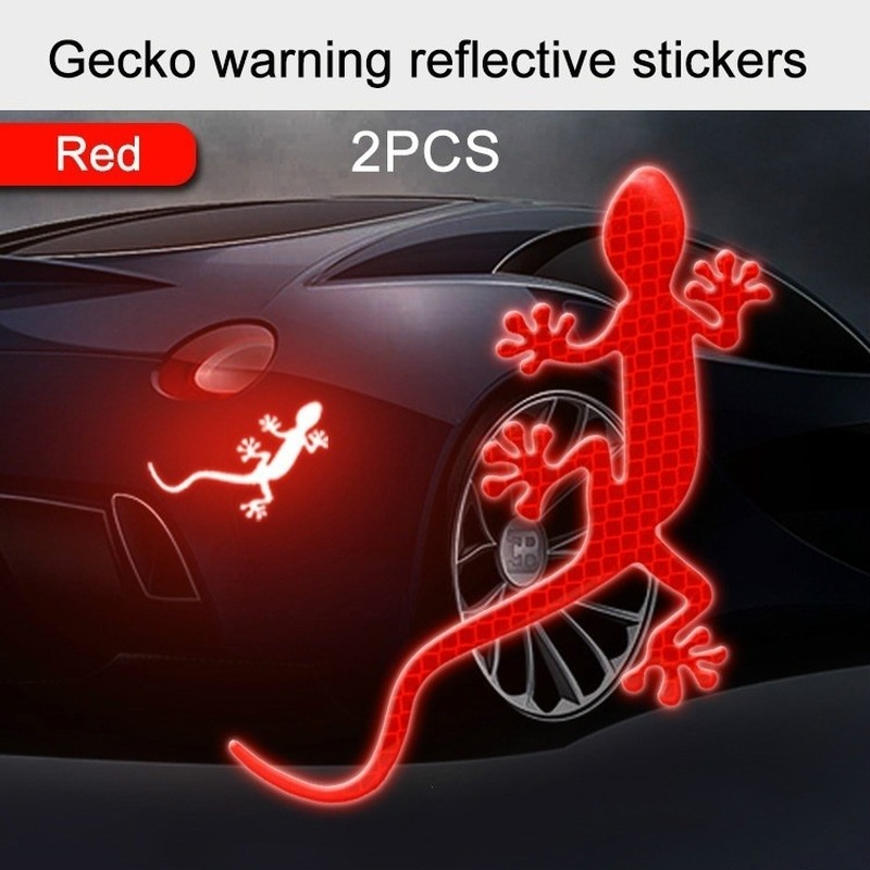 2 pçs carro reflexivo etiqueta de segurança aviso marca carros acessórios do exterior automóvel noite condução aviso gecko tira luz refletor