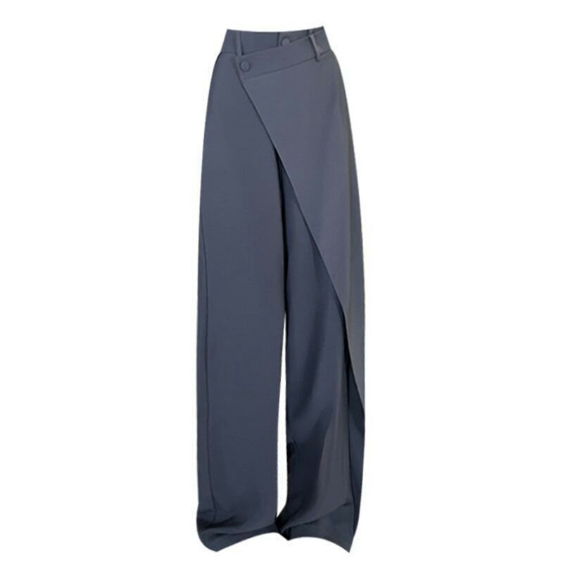 Женские Асимметричные широкие брюки Y2K с высокой талией, летние модные повседневные однотонные свободные прямые брюки в стиле Харадзюку, уличная одежда 2024