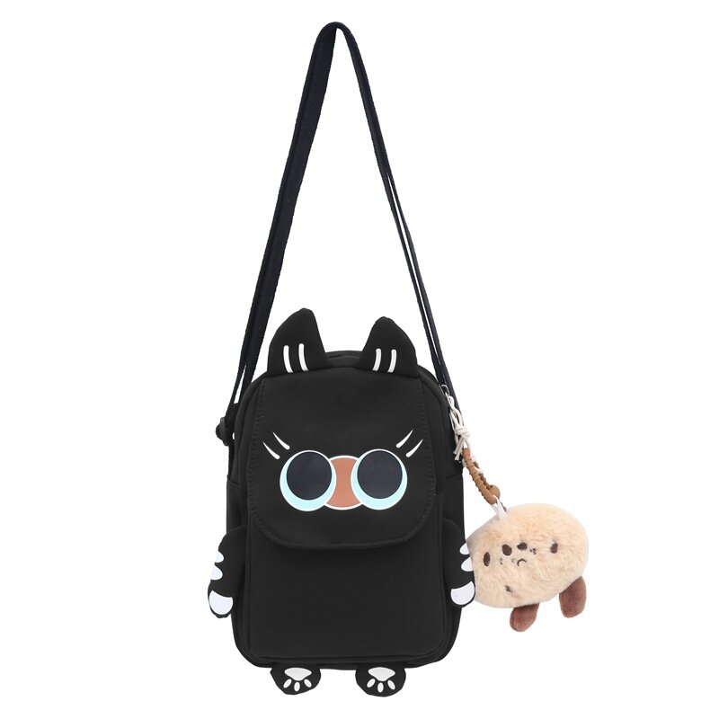 귀여운 고양이 크로스 바디 백 여성용, 귀여운 만화 고양이 지갑 및 핸드백, 대학생 숄더백, 2024 휴대폰 가방, 신제품