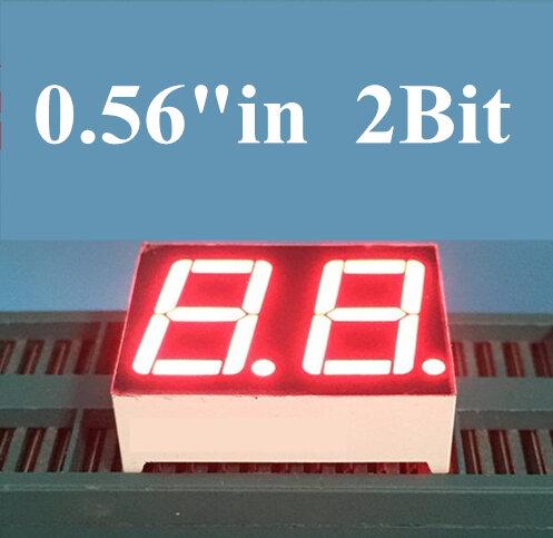 Display LED vermelho para tubo digital de estado estático, ânodo comum de metal plástico, 2 bits, 7 segmentos, 0,56 polegadas, 20PCs