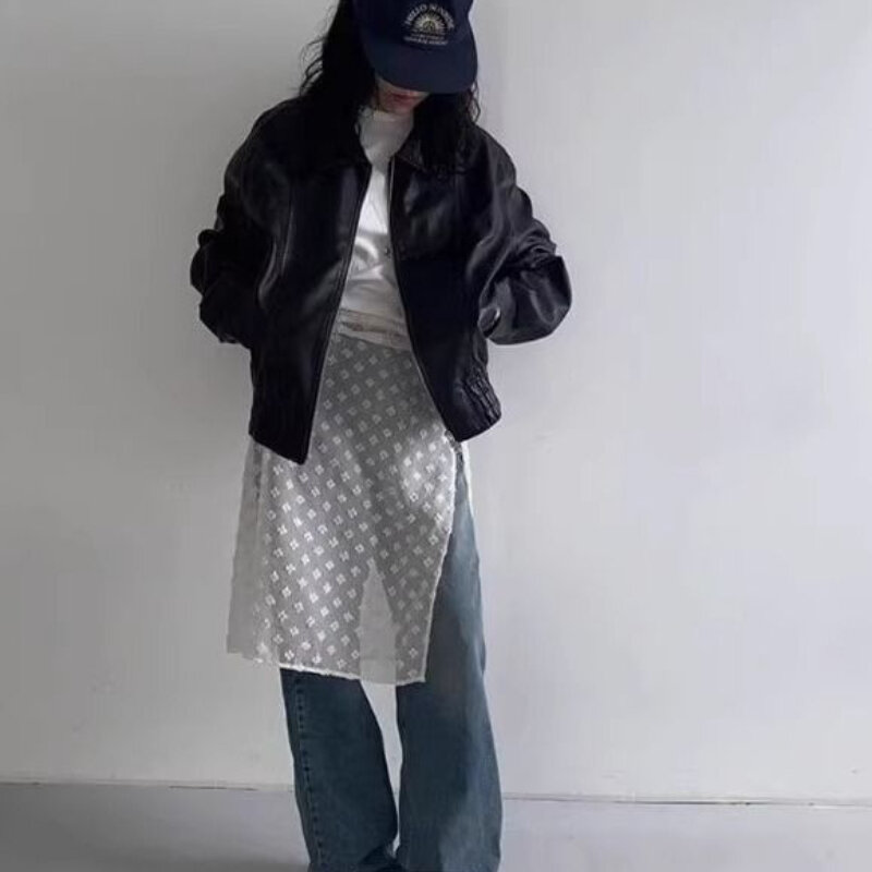 Deeptown Vintage tiulowe damskie krótkie spódniczki koreańska stylowa koronka kwiatowe estetyki Streetwear siatkowa nakładka nieregularna codzienna spódnica