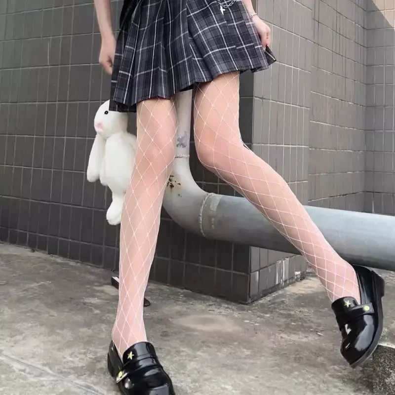Lolita-medias largas de rejilla para niñas, pantimedias de malla de nailon, medias sexys de cintura alta para el muslo, Cosplay