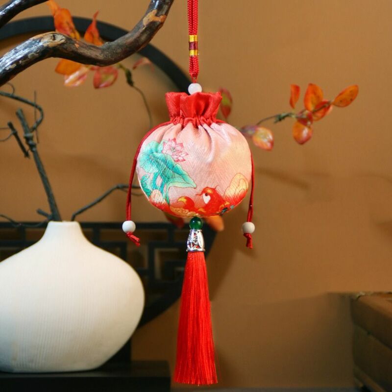 Jeleń kwiatowy frędzel torba ze sznurkiem złota ryba ptak w stylu chińskim portmonetka dekoracja sypialni torebka wiadro