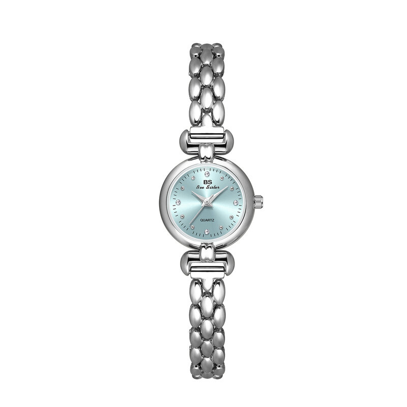 UTHAI 여성용 라이트 팔찌 시계, 럭셔리 브랜드, 방수 아이스 블루 실버 골드 손목시계, 학생용 패션 쿼츠 시계