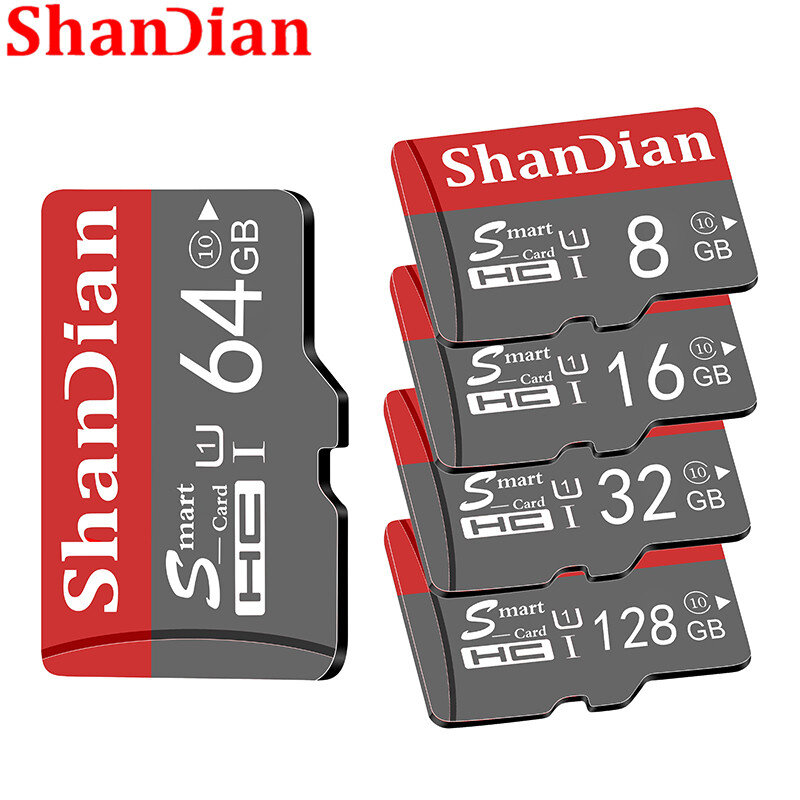 SHANDIAN 64GB Classe Original Cartão SD Inteligente 10 16GB 32GB TF Cartão de Memória Cartão SD Inteligente Inteligente para Smartphone Tablet PC
