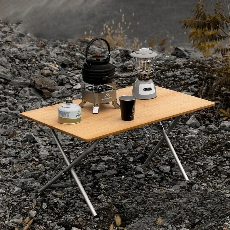 Table pliante portable en bambou pour camping en plein air, pique-nique, alliage, facile à ranger