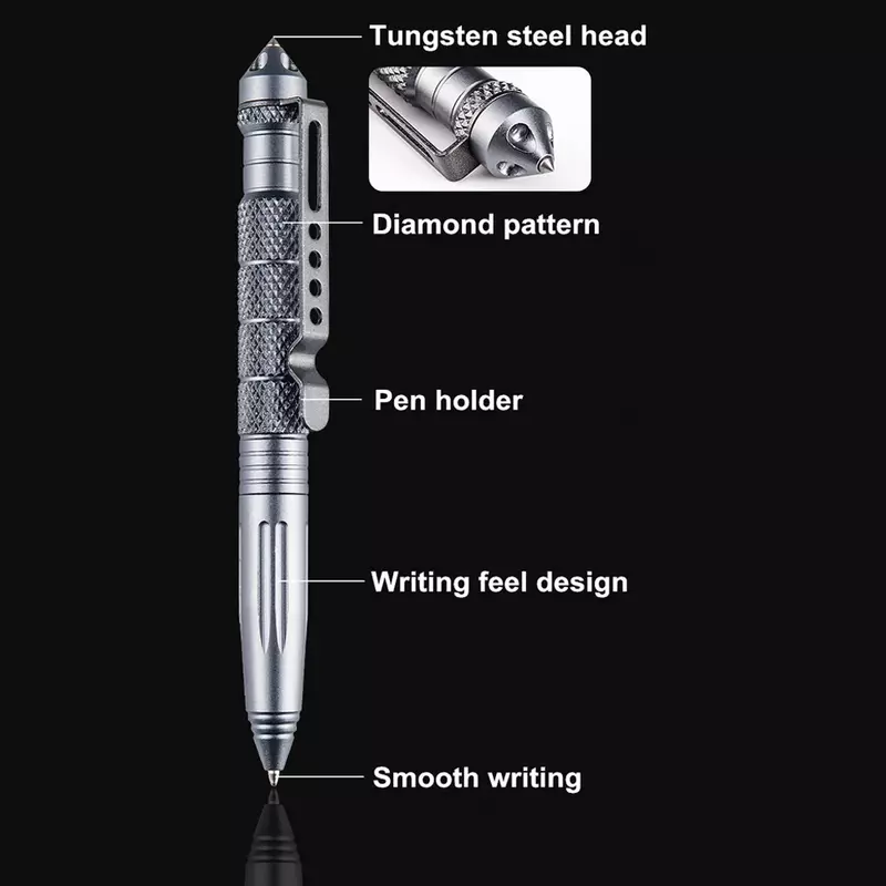 Military Tactical Pen Multifunction Aluminum Alloy Emergency Glass Breaker Pen Outdoor Camping Security Survival Tools