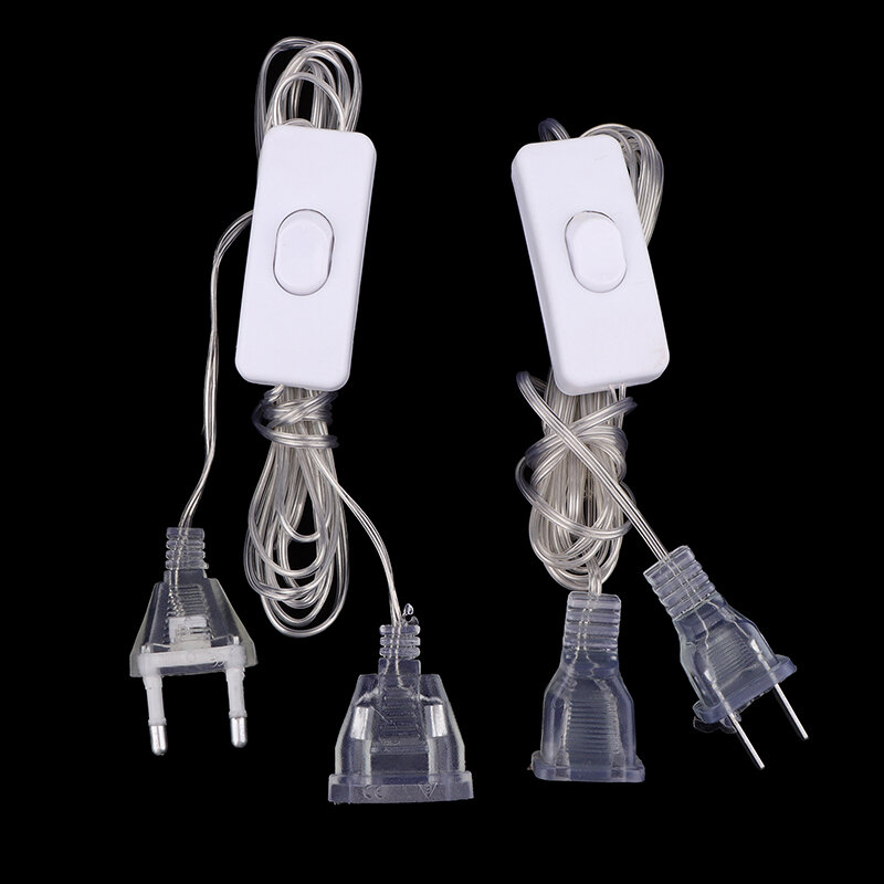 Kabel ekstender steker 3M, dengan saklar EU/US Plug untuk tali lampu LED dekorasi Natal pernikahan lampu karangan bunga Led 1 buah