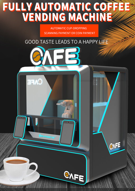 Coffee Bean Vending Machine com Touch Screen, Máquina de venda automática de café instantâneo, Janela com sistema de pagamento de moeda