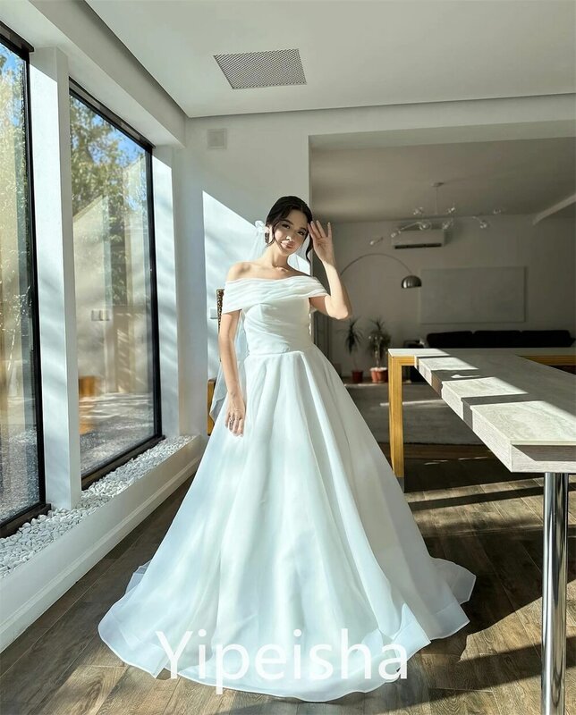 Yipeisha Prom Dress Fashion alta qualità Off-the-spalla a-line Wedding Party drappeggiato Organza
