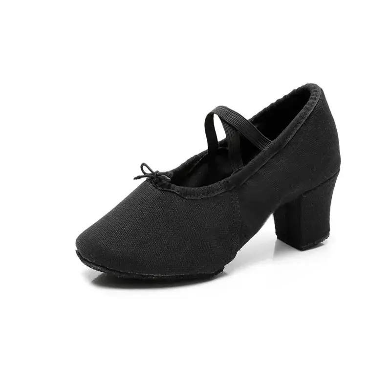 5cm Heel Fur Bottom Canvas Girls Women's Ballet Dance Belly Yoga Dance Shoes Fitness Shoes Teachers's Shoes Size 34-41