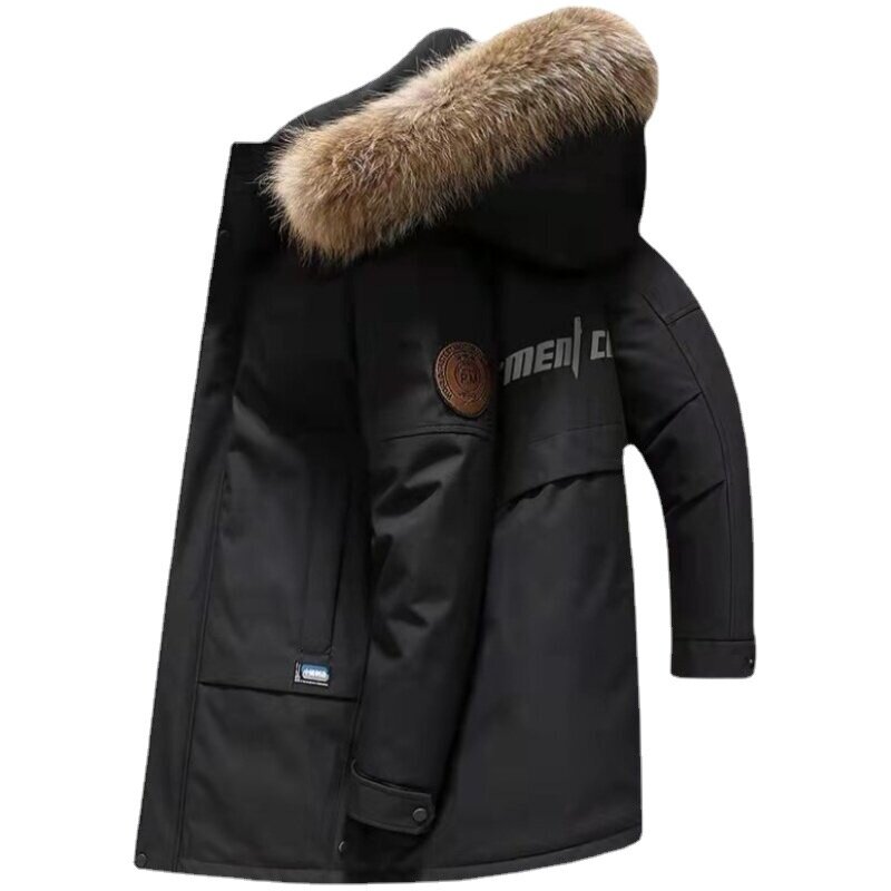 2023 inverno novo masculino longo quente grosso capuz parkas para baixo jaqueta casaco masculino moda clássico blusão parka roupas