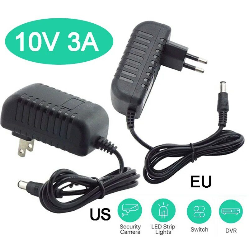 5.5x2.5mm 3000ma AC 110V 220V to DC 10V 3A Power Adapter Supply Converter Charger SwitchLed Transformer Charging
