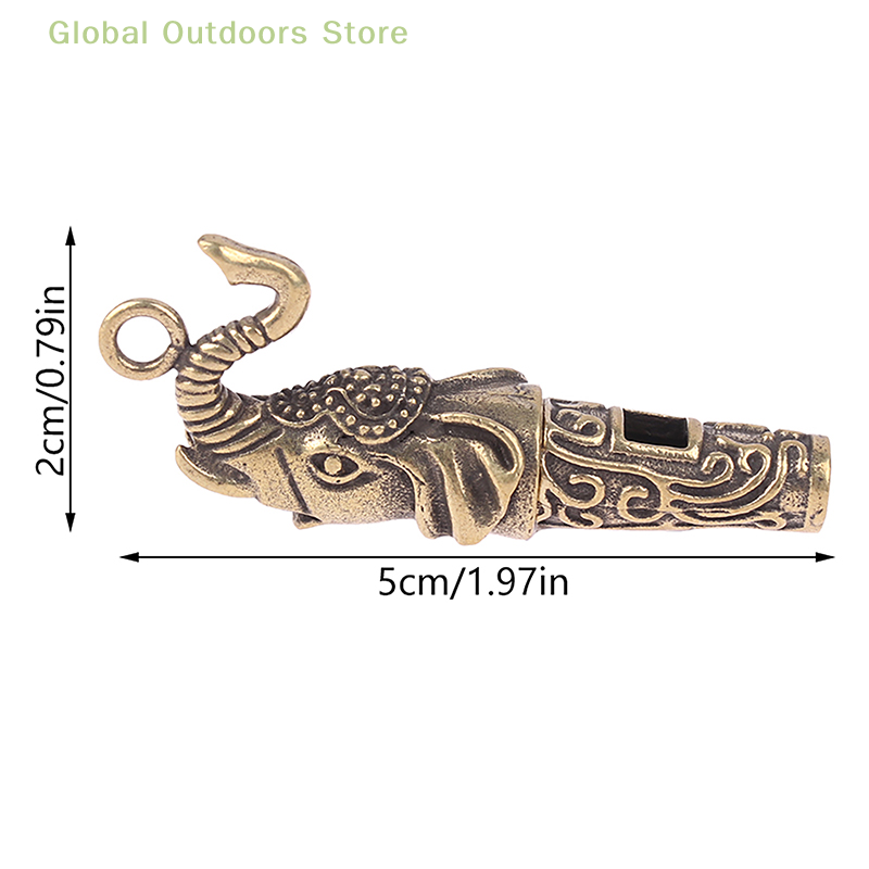 1Pc Brass Metal Treble Training Wilderness Survival Pendant Elephant Whistle Antique Keychain Outdoor Survival Whistle