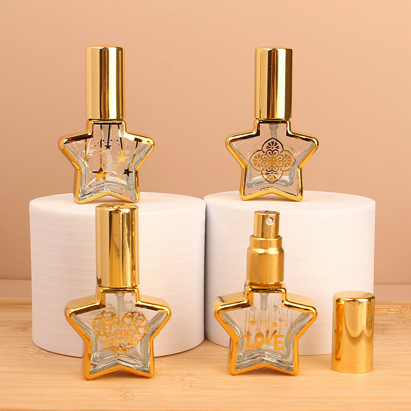Botol parfum Mini Pentagram 8ml, kaleng semprot kaca isi ulang, pompa aroma, wadah kosmetik Sub botol kosong untuk perjalanan
