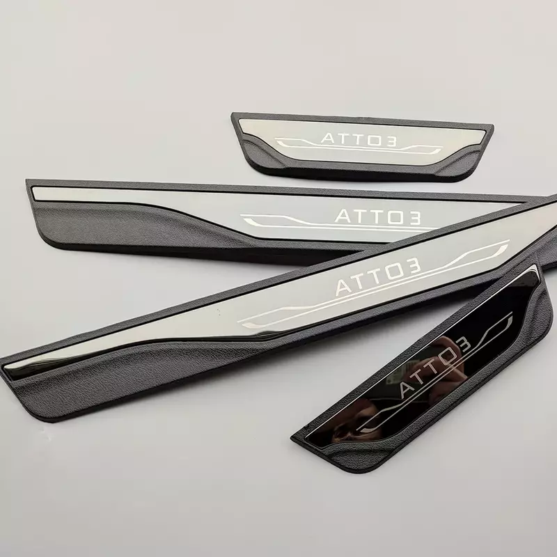 Car For BYD ATTO 3 EV YUAN Plus 2022 2023 Door Sill Protector Threshold Scuff Plate Stickers Steel Pedal Trim Accessories 2024