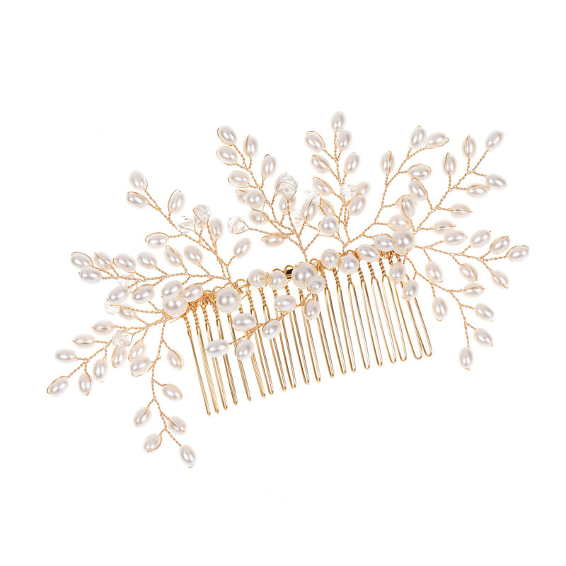 Pearl Crystal Wedding Hair Combs Acessórios para o cabelo para Bridal Flower Headwear Mulheres Noiva Hairpins Braiding Flower Hair Clip