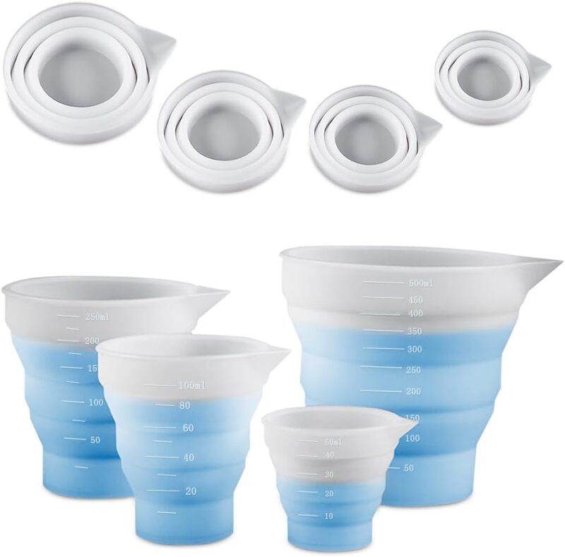 Мерные чашки из силиконовой смолы, мерные чашки из силикона, мерные складные силиконовые мерные чашки для эпоксидной формы