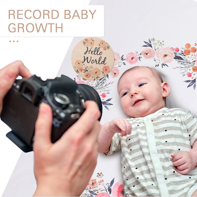 1 Set Infant Baby Milestone Photo Props Background Blanket Headband Suit Backdrop Cloth Calendar Bebe Boy Girl Photo Accessories