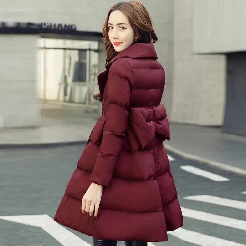 Women Cotton-Padded Jacket Overcoat 2023 New Autumn Winter Fashion Long Loose Suit Collar Thicke Warm Parker Coat Bread Clothing