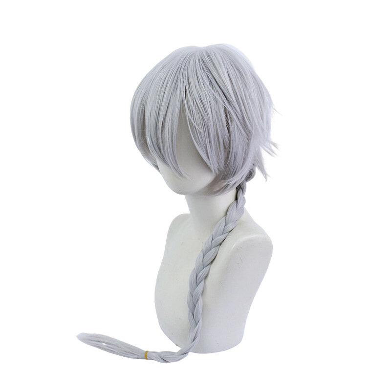 Anime Cosplay Perücken grau simulieren Haare cos Requisiten japanische Anime Zopf Frisur kurz simulieren Haare Erwachsenen Halloween Haarteil