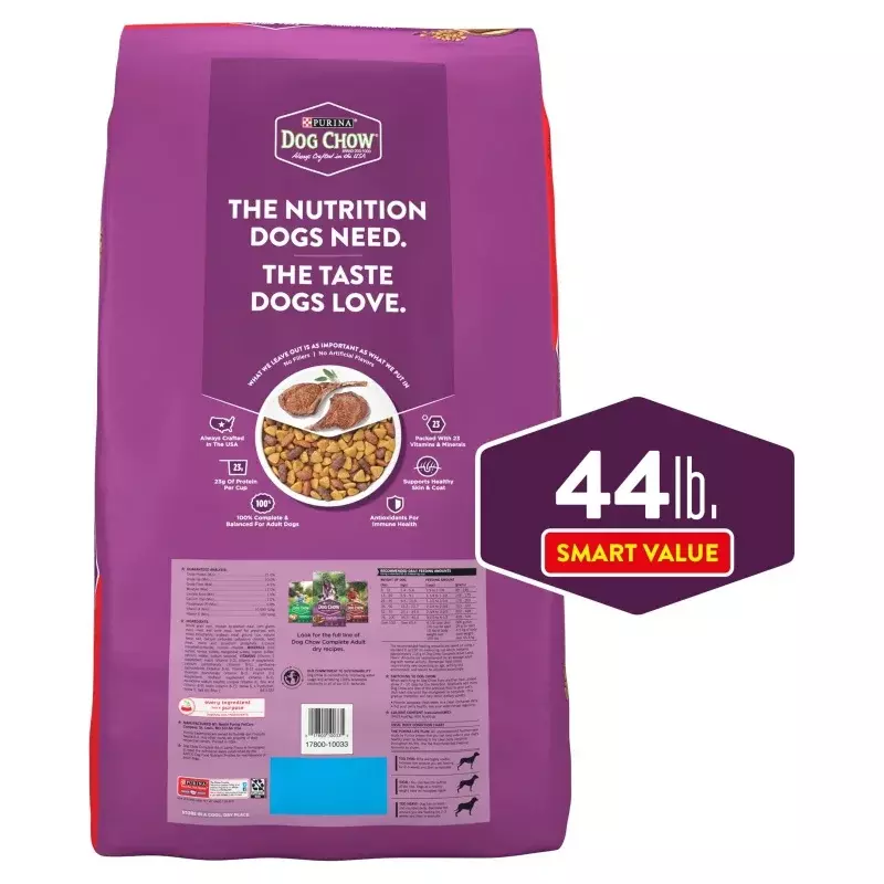 Purina Dog Chow High Protein Real Lamb Flavor Dry Dog Food, 44 lb Bag
