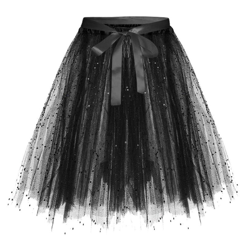 Minifalda de malla Sexy para mujer, falda con lazo hinchado, hecha a mano, tutú de malla de baile, Color sólido, a la moda