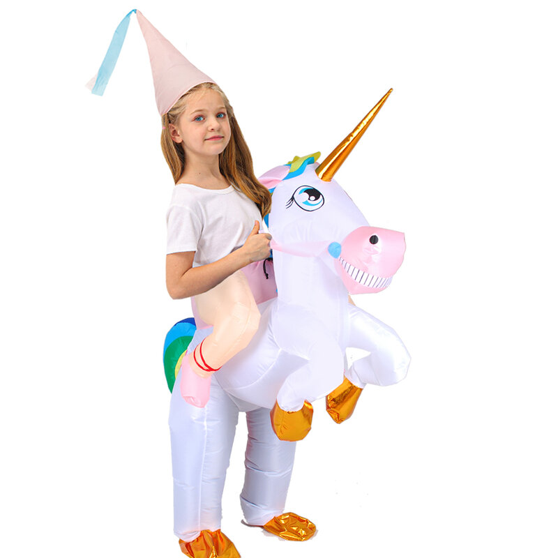 Disfraz inflable de unicornio para niños y niñas, traje de Cosplay para fiesta de carnaval, Halloween, mascota de Animal, Anime