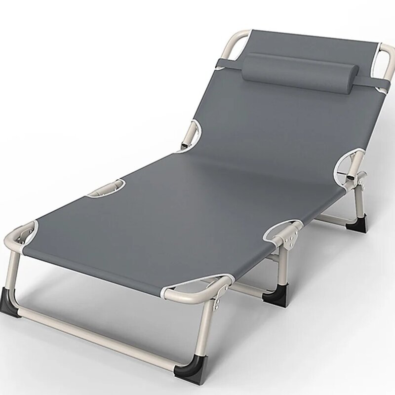 سرير محمول معدني قابل للطي للتخييم في الهواء الطلق حديقة كرسي استلقاء للتشمس على الشاطئ كرسي طويل سيلا ثنيات سرير للنوم